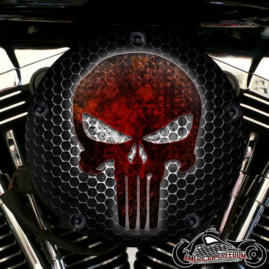 Harley Davidson High Flow Air Cleaner Cover - Red Mesh Punisher